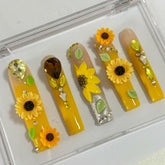Sunflower Gleam Handmade Nails G044