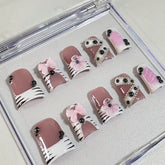 Pink Zebra Chic Handmade Nails L268