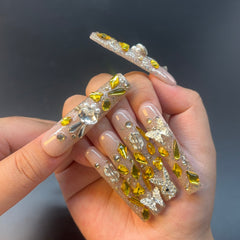 Golden Firework Elegance Handmade Nails G034