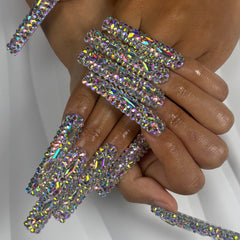 Glamorous Crystal Galaxy Handmade Nails N010